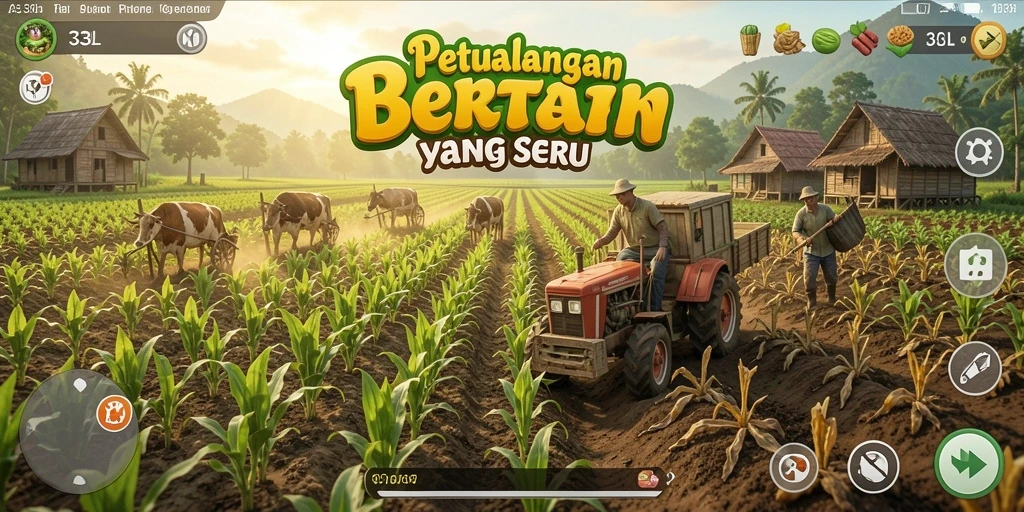 Gameplay 33L menampilkan aktivitas bertani yang seru dan dinamis.