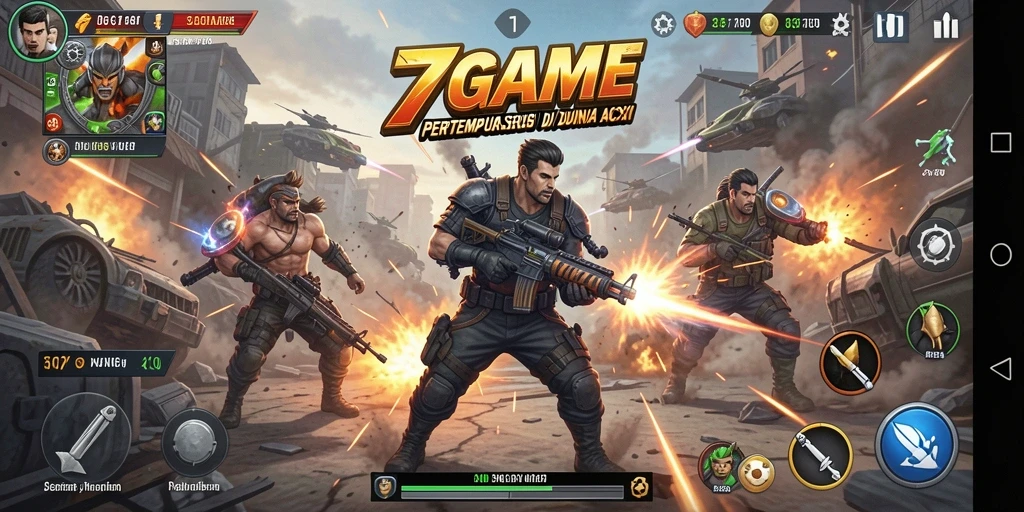 Tampilan gameplay mendebarkan di 7GAME, penuhi tantangan pertempuran.