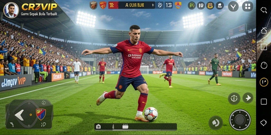 Screenshot gameplay <strong>CR7VIP</strong> menampilkan aksi mendebarkan di lapangan sepak bola.