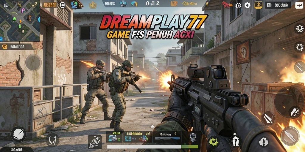 Screenshot dari gameplay seru dalam <strong>DREAMPLAY77</strong> menunjukkan aksi tembak-menembak yang mendebarkan.