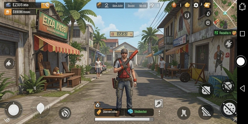 Screenshot gameplay EZ338 menampilkan karakter melakukan aktivitas sehari-hari dalam simulasi kehidupan.