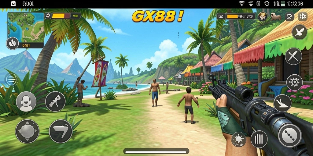 Screenshot GX88 menampilkan gameplay santai yang menyenangkan.