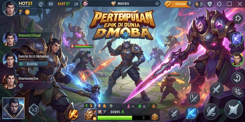 Screenshot gameplay HOT51 menampilkan pertempuran tim yang seru dalam arena.