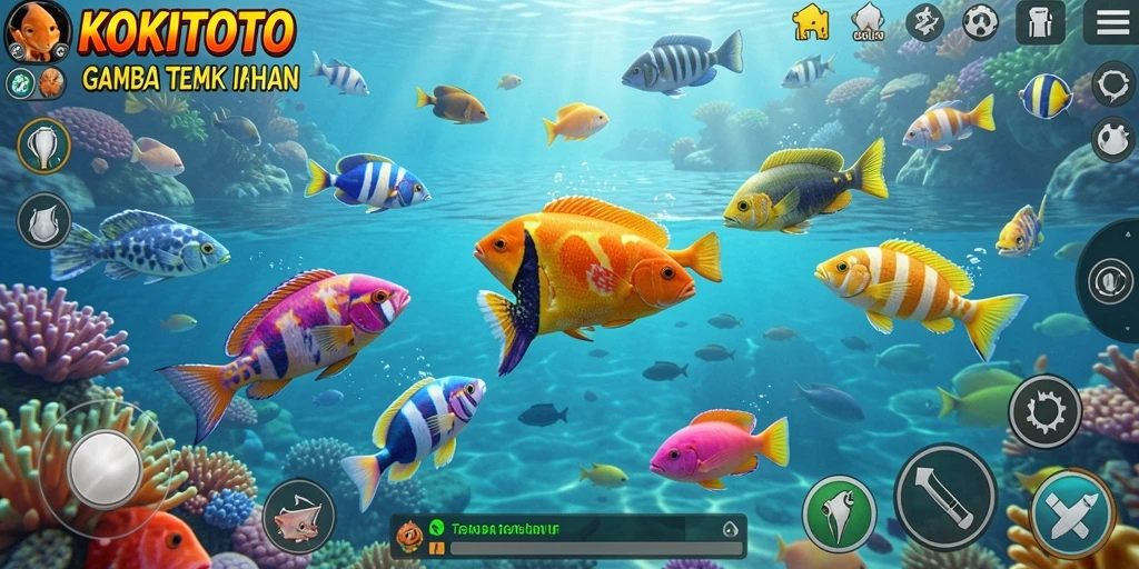 Tampilan gameplay KOKITOTO saat menangkap ikan yang bergerak cepat.
