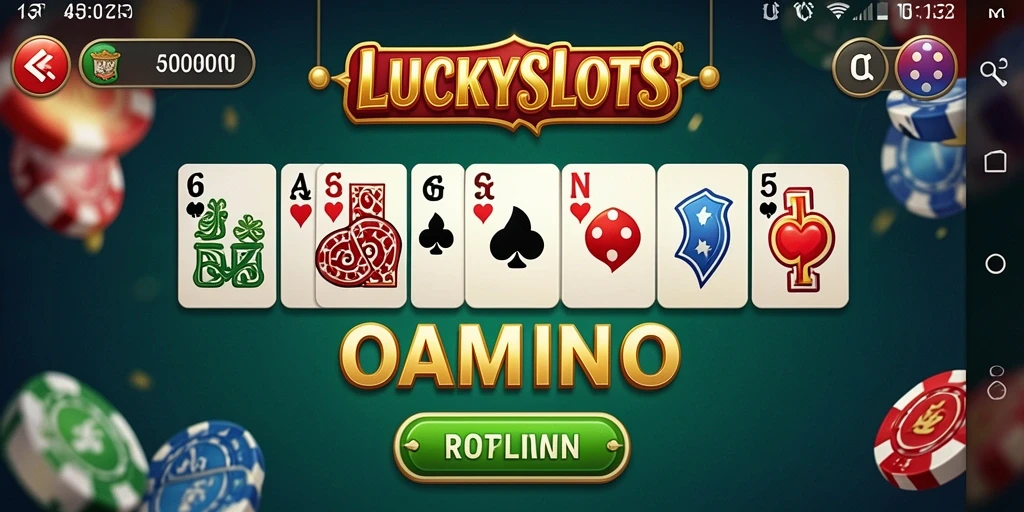 Tampilan gameplay seru LUCKYSLOTS saat bermain Domino.