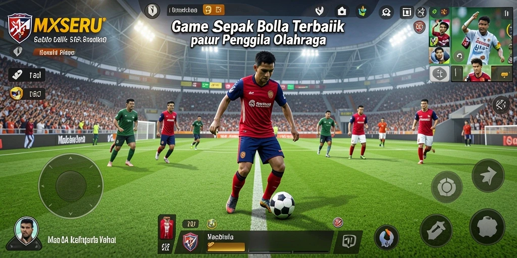 Tampilan gameplay <strong>MAXSERU</strong> menunjukkan aksi sepak bola yang mendebarkan.