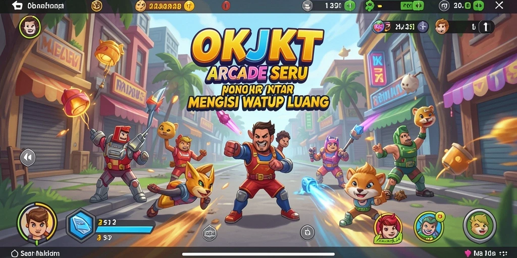 Screenshot gameplay <strong>OKJKT</strong> menampilkan aksi para pemain dalam permainan Arcade.