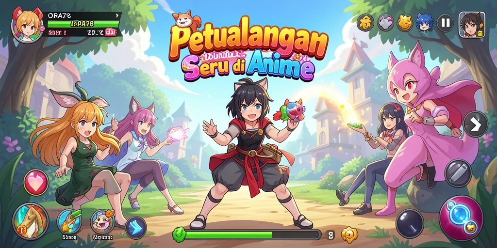 Screenshot gameplay ORA78 dengan berbagai karakter Anime ikonik.