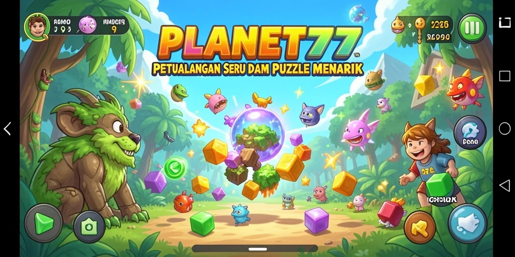 Tangkapan layar menunjukkan gameplay menarik PLANET77 dengan puzzle yang menantang.