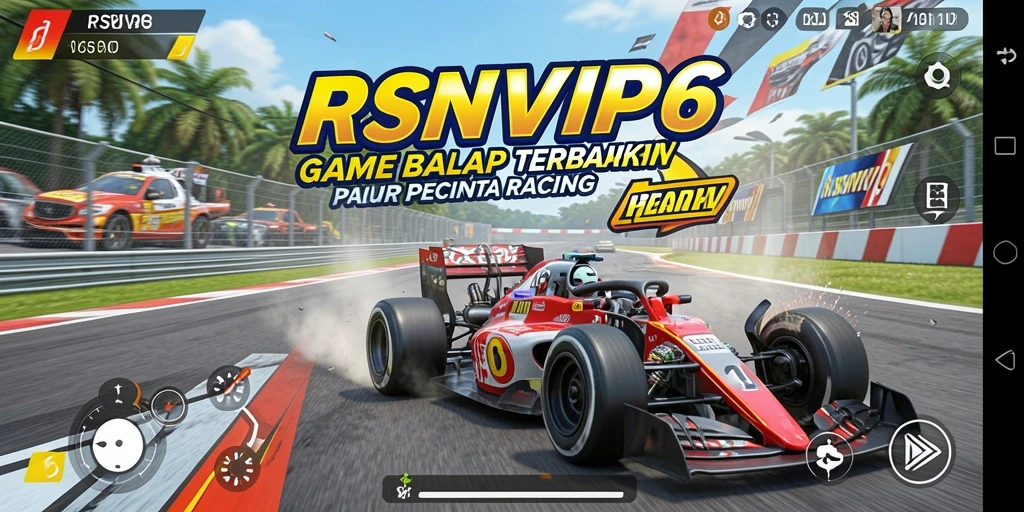 Screenshot gameplay RSNVIP6 dengan aksi balap yang mendebarkan.