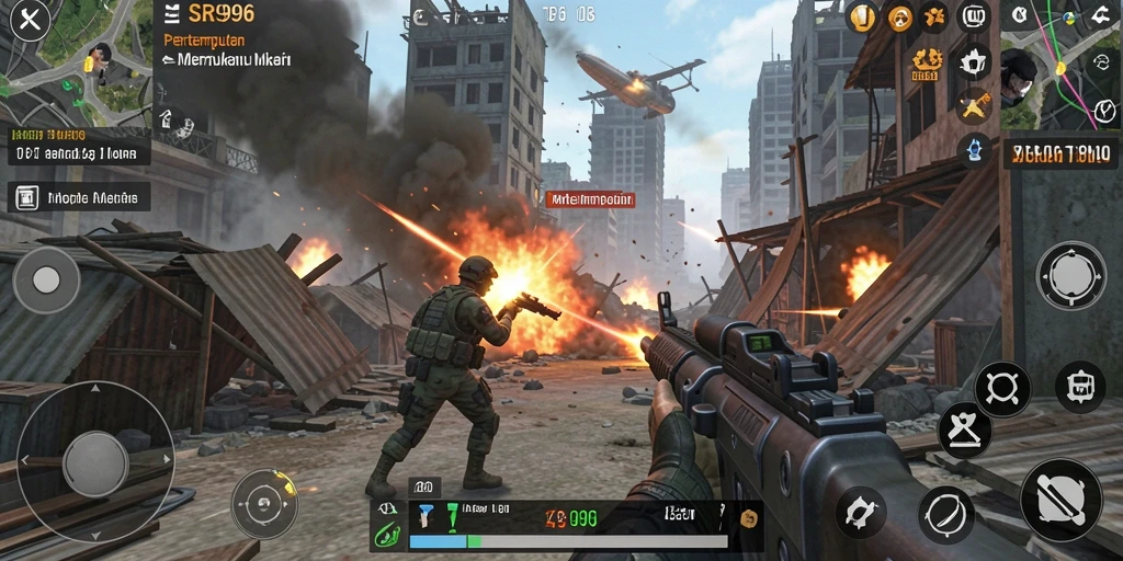 Tampilan gameplay SR996 yang mendebarkan dalam pertempuran TPS.
