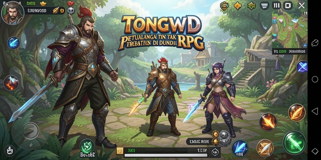 Screenshot TONGWD menampilkan pertarungan epik di dunia RPG yang menakjubkan.